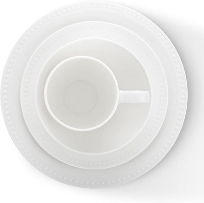 Stone lain Bone China Pinpoint Embossed 32 Piece Dinnerware Set, White