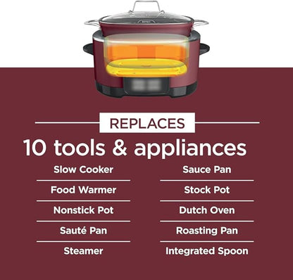 Slow Cooker, Ninja Foodi PRO Possible Cooker, 8.5-Qt, 6-in-1, Saut, Bake, Braise, Steam Functions, Triple Fusion Heat, Nonstick Oven Safe Pot, MC1000WM, Slow Cooker, Cherry Tarte