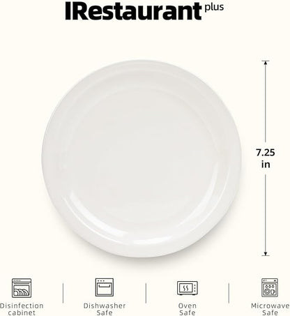 Stoneware Narrow Rim Commercial Grade Dinnerware, America White, Plate 7.25", Case of 36