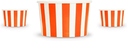 UNIQ 1000-Count 4 oz Striped Paper Ice Cream Cups Orange Color | Disposable Food & Dessert Bowls Perfect for Halloween, Parties and Holidays | Frozen Dessert Supplies