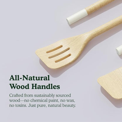 Magnetic Wooden Spatula for Cooking – 4-Piece Wood Spatula Set with No Paint & No Toxins - Wooden Cooking Utensil Sets with Dishwasher Safe & Magnetic Vent Mount – Kitchen Spatulas for Every Meal!