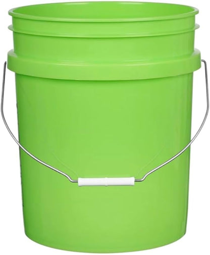 House Naturals 5 Gallon Premium HPDE Plastic Bucket - Made in USA Food Grade Storage Container, BPA Free All Purpose Pail (4, Lime)