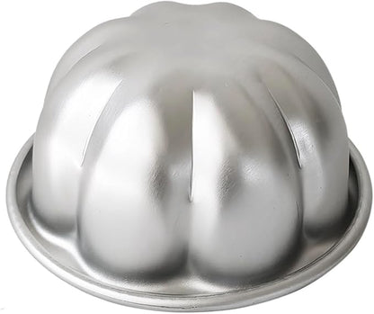 6 Pack Egg Tart Pans Pumpkin Shape, Aluminum Jelly Mold, Pudding Cup Molds, Small Muffin Pan for Baking Jello, Cupcake, Tartlets, 3.3" x 1.7"