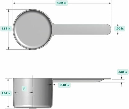 53 mL (1.8 Oz. | 3.58 Tablespoon) Long Handle Scoop for Measuring Coffee, Pet Food, Grains, Protein, Spices and Other Dry Goods (Pack of 5)