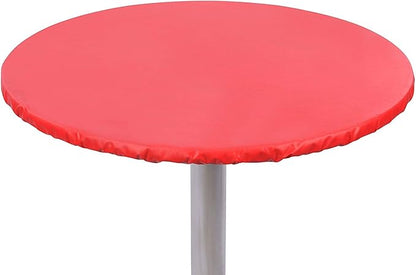 Yourtablecloth Heavy Duty Vinyl Round Fitted Tablecloth (Table Cover) with Flannel Backing Vibrant Colors Elasticized Tablecloth Great for Indoor and Outdoor Dining and Playing Cards 42” Ruby Red