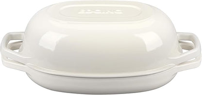 Enameled Cast Iron Oval Dutch Oven Pot with Lid, Dutch Oven for Sourdough Bread Baking, Oval Bread Pan, 5qt, White