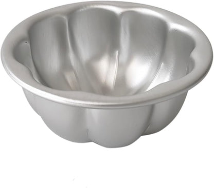 6 Pack Egg Tart Pans Pumpkin Shape, Aluminum Jelly Mold, Pudding Cup Molds, Small Muffin Pan for Baking Jello, Cupcake, Tartlets, 3.3" x 1.7"