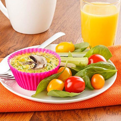 Silicone Cupcake Liners Baking Cups Non-Stick Jumbo Reusable Muffin Molds Bento Bundle Lunch Box Dividers (30-Pack)