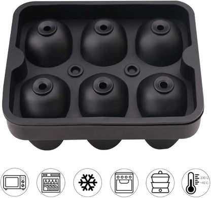CHIYAN Skull Ice Mold Silicone - Set of 6 Large 3D Ice Cube Molds, 2.3x2.3 Inch Flexible Silicone Freezer Tray, Whiskey Cubes Mold Skull for Party Cocktails Champagne and Drinks