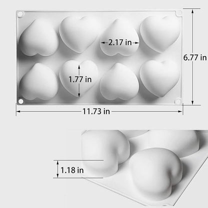 Heart Mold Chocolate Molds - 3D Heart Shape Silicone Mousse Cake Baking Molds For Valentine Hot Chocolate Dessert Candy Cheesecake(8-Cavity)