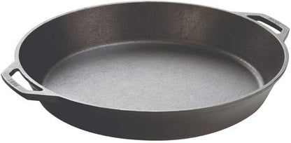 Lodge 17 Inch Pre-Seasoned Cast Iron Skillet - Dual Assist Handles - Use in the Oven, on the Stove, on the Grill, or Over a Campfire - Black