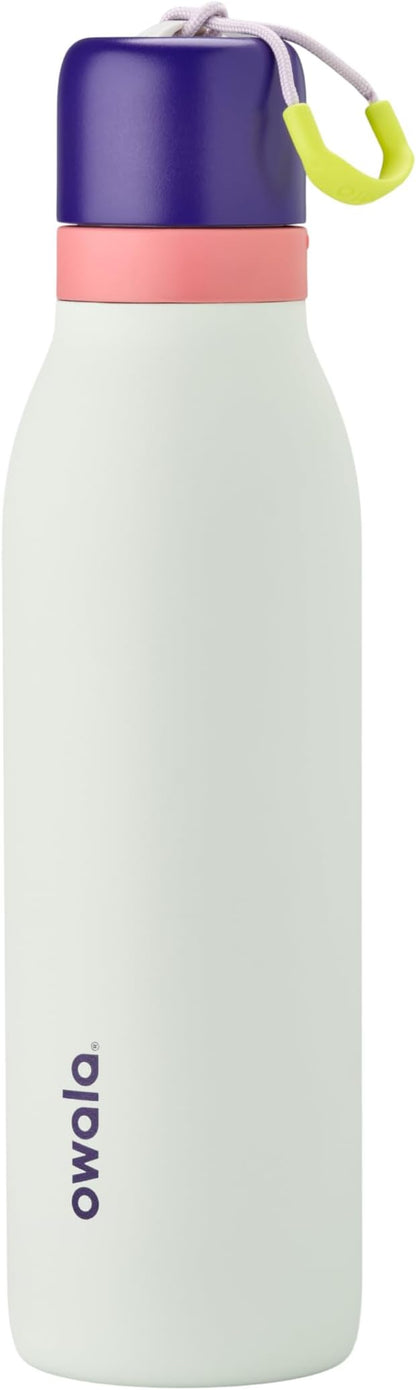 Owala FreeSip Twist Insulated Stainless Steel Water Bottle with Straw for Sports and Travel, BPA-Free, 18-oz, Purple/Mint (Minty Horizons)