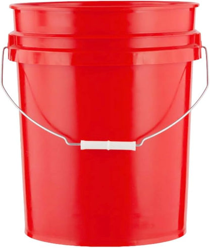 House Naturals 5 Gallon Premium HPDE Plastic Bucket - Made in USA Food Grade Storage Container, BPA Free All Purpose Pail (2, Red)