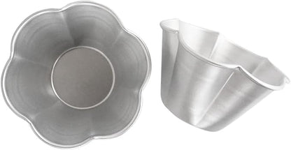 Aluminum Muffin Pans, Flower Shape Deep Egg Tart Mold, Jello Pudding Cup Molds, Baking Cupcake, Tartlets, 3.7" x 2" x 2.2" - 6 Pack