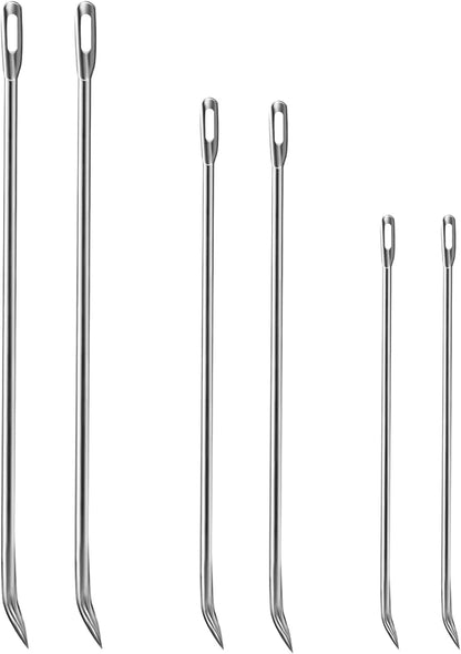 Ofargo Meat Trussing Needles, Roasting Trussing Needles for Lacing Roast Turkey, Chicken, Pork Skin, Whole Hog, Lamb, and Rotisserie Pig; Two of Each Size 4.9/5.7/7inch, 6pcs in All