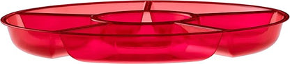 Plasticpro 6 Sectional Round Plastic Serving Tray/Platter (8, Red)