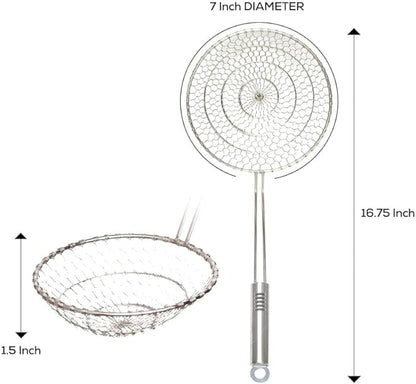 Helen’s Asian Kitchen Spider Strainer, All Stainless Steel, 7-Inch Strainer Basket With 12-Inch Handle