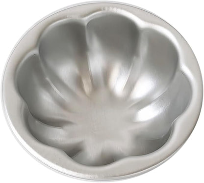 6 Pack Egg Tart Pans Pumpkin Shape, Aluminum Jelly Mold, Pudding Cup Molds, Small Muffin Pan for Baking Jello, Cupcake, Tartlets, 3.3" x 1.7"