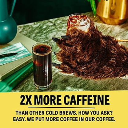 Wandering Bear Organic Caramel Cold Brew Coffee - Strong, Bold, Smooth, Unsweetened, Shelf-Stable, Ready to Drink, Gluten Free, & Vegan Iced Cold Brewed Coffee Drink - 32 fl oz, 6 pack