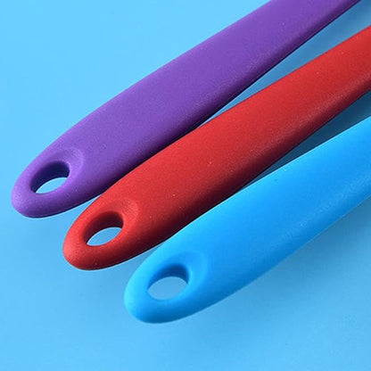 2Pack Small Silicone Turner High Heat Resistant Slotted Spatula for Fish, Eggs, Pancakes and More (8.2 IN, Light blue)