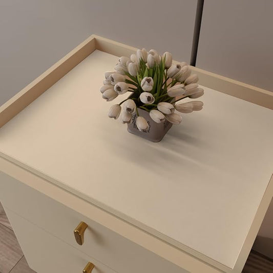 Leather Nightstand Cover,1.8mm Thick,15.75x23.6 Inch End Table Cover,Side Table Cover,Bedside Table Cover,Bedside Tablecloth.(Off White+Light Gray,15.75x23.6)