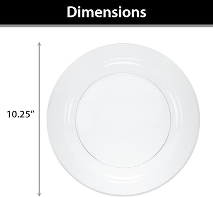 120 Count Plastic Plates 10.25 inch Premium Quality Heavyweight China Like Disposable Plates, Wedding and Party Dinnerware, Crystal Clear, Value Pack 120 Count