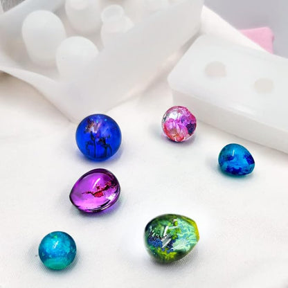 DLAND 2 Pcs Ball Silicone Resin Molds, Sphere Bead Resin Epoxy Universe Spheroid Molds, Pendant Casting Molds for DIY Jewelry Making