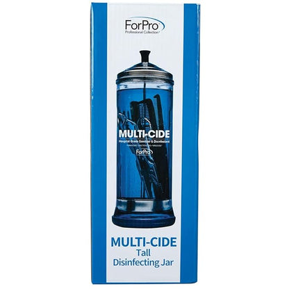 ForPro Multi-Cide Tall Glass Jar, for All Hairstyling Tools Including Brushes, Combs & Shears, 37 oz
