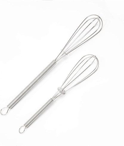4 Pack Mini Wire Kitchen Whisks Small Egg Whisk Gravy Sauce Mini Whisk Silver-Each of 2PCS 5 Inches and 7 Inches