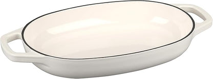 Enameled Cast Iron Oval Dutch Oven Pot with Lid, Dutch Oven for Sourdough Bread Baking, Oval Bread Pan, 5qt, White