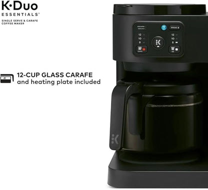 2-in-1 Hot & Iced Coffee Maker for Pods & Grounds – 12-Cup Glass Carafe & Single-Serve Brewer, 72oz Reservoir, Strong Brew, Extra Hot, Brew Over Ice, MultiStream Tech, Compact Design (Black)