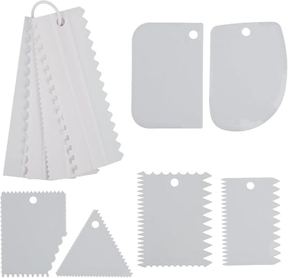 10 Pcs Cake Decorating Scraper Set, Multi Shape Cake Scraper Smoother and Icing Smoother, Reusable Plastic Tools for Baking Buttercream Pastry and Fondant