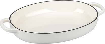 Enameled Oval Cast Iron Dutch Oven Pot with Lid, Bread Dutch Oven for Sourdough Bread Baking, 6QT, White