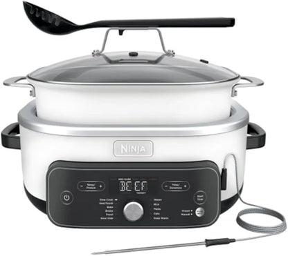 New 2025 Ninja Foodi Possible Cooker PRO Plus 11-in-1 Multi-Cooker, Slow Cooker, 8.5-Qt Smart Cook System with Thermometer and 1400W High-Heat Searing Base, White