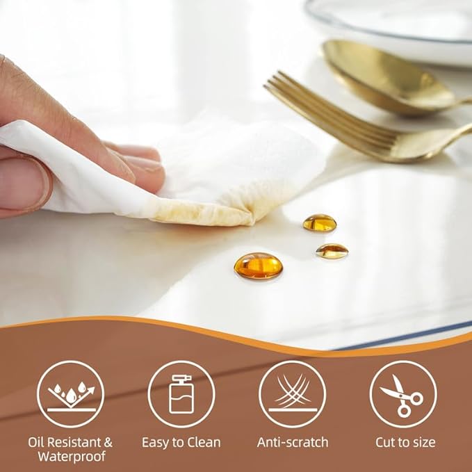 Warmstar Clear Table Cover Protector 36 x 60 Inch,1.5mm Thick Plastic Table Cover Rectangle,PVC Clear Table Protector,Desk Protector Mat for Kitchen, Dresser, Writing Desk，Dining Room Table