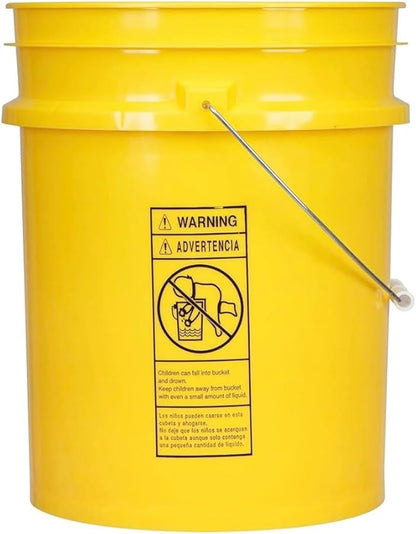 House Naturals 5 Gallon Premium HPDE Plastic Bucket - Made in USA Food Grade Storage Container, BPA Free All Purpose Pail (4, Yellow)