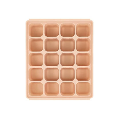Baby Food Storage Silicone Cubes with Clip-On Lid Freezer Tray Baby Food Soups Purees Ice Easy and Safe Design Made in Korea (20 Sand Beige)