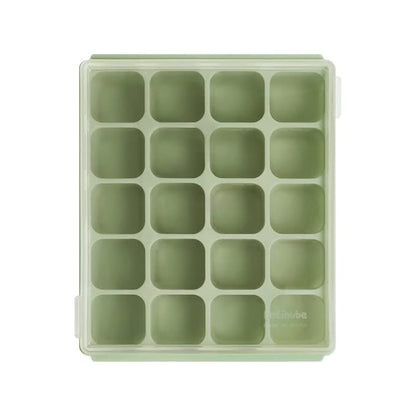 Baby Food Storage Silicone Cubes with Clip-On Lid Freezer Tray Baby Food Soups Purees Ice Safe Design Made in Korea (20cubes 0.8oz, Celadon Green Set of 2)