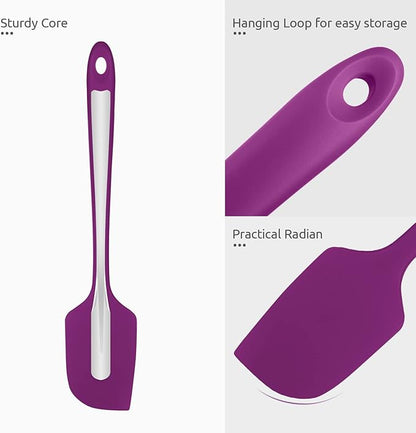 U-Taste 11.38" Silicone Baking Spatula: 480ºF Heat Resistant Food Grade Flexible Rubber Kitchen Bowl Scraper, Seamless Pastry Spreader for Mixing Stirring Scraping in Nonstick Cookware (Purple)