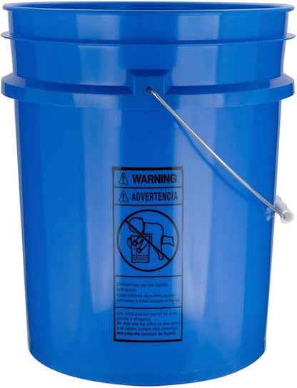 House Naturals 5 Gallon Premium HPDE Plastic Bucket - Made in USA Food Grade Storage Container, BPA Free All Purpose Pail (4, Blue)