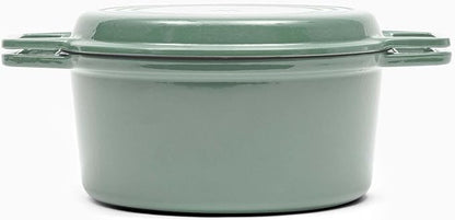 Misen 7 QT Enameled Cast Iron Dutch Oven - Chip-Resistant Enamel Coating - Thick Iron Core For Heat Retention - Large Cooking Surface - Oven Safe, Induction Compatible - Grill and Silicone Lid, Green
