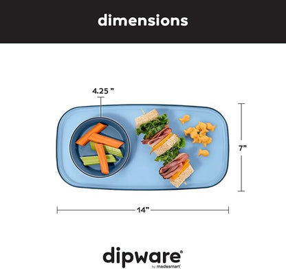 madesmart dipware Small Serving Plate, Collapsible & Removable Dip Bowl for Salsa, Queso, Sald, Olives, Premium Dishwasher & Microwave Safe, Multipurpose Plate & Bowl, Blue