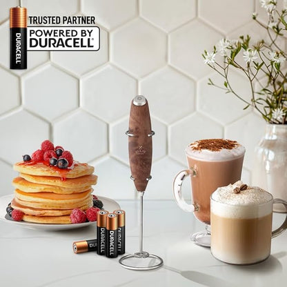 Zulay Kitchen Powerful Milk Frother Wand With 4 AA Duracell Batteries - Ultra Fast Handheld Drink Mixer - Electric Whisk Foam Maker for Coffee, Lattes, Cappuccino, Matcha & Creamer