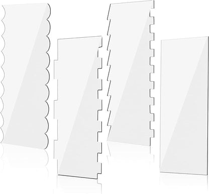 Acrylic Cake Scraper Decorating Contour Comb 9.45 Inch Cake Buttercream Icing Smoother Edge Tool Pastry Cutter Kitchen Baking Tools for DIY Different Shapes of Cake Edges,4 Pieces 7 Styles