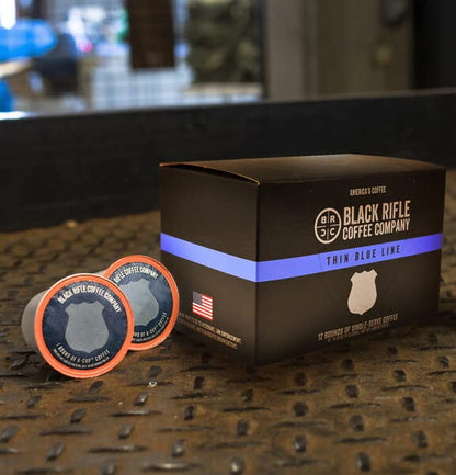 Black Rifle Coffee Company Thin Blue Line, 12 Count, Medium Roast K Cups - Single Serve K Cups Coffee Pods - Kcup Pods Compatible with Keurig 1.0 & 2.0 - Made from Arabica Beans
