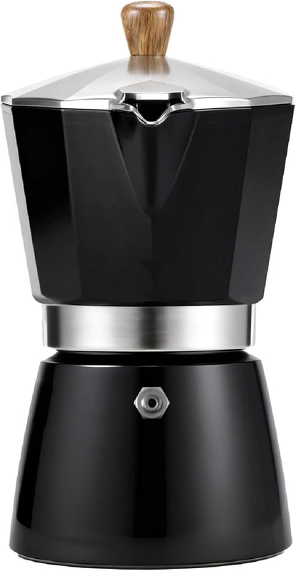 AGOGO Milano Moka Pot, Stovetop Espresso Maker, Greca, Coffee Percolator, Turkish Coffee Maker with Paper Filter 6 Cup Black