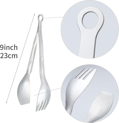 MSY BIGSUNNY 9 Inch Serving Tongs, Stainless Steel Metal Tongs for Cooking, Barbecue, Grilling, Buffet - Set of 2, Silver