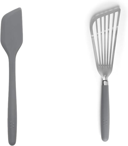 Misen Spatulas - Stainless Steel Fish Spatula and Nonstick-Safe Silicone Spatuala - Gray