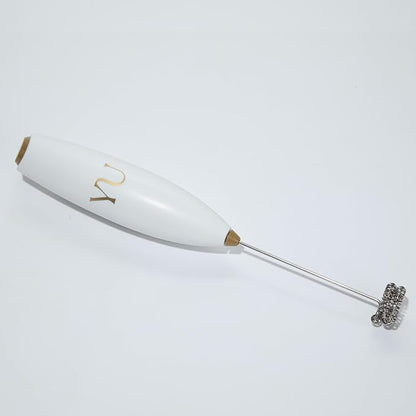 Yu Tea Handheld Electric Milk Frother with Stand | Dual Whisk Frother for Matcha, Sencha, Hojicha, Genmaicha Powder | Quick Mix for Lattes, Smoothies & Baking | AA Batteries Required