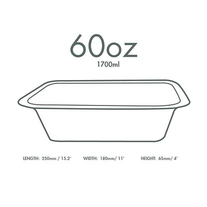 Vegware Compostable 60oz Large Molded Fiber To Go Containers, Case of 600, Nourish, No-Added PFAS, Reuseable, Bagasse, Meal Prep Food Storage, Suitable for Hot or Cold, Choice of Size 5 Lids & bases
